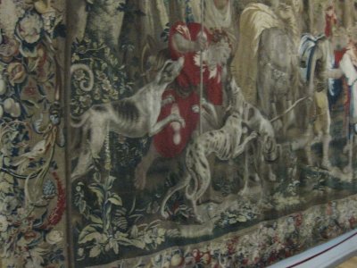 Greyhounds on tapestry
