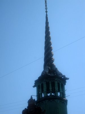 3 dragon tails make up this steeple