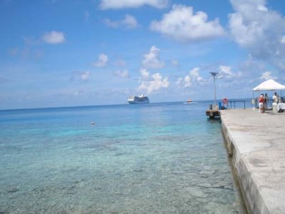 The dock where our ship's tender lands