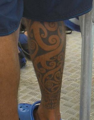 Typical South Pacific tatoos on our guide