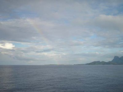 Rainbow as we leave Bora Bora