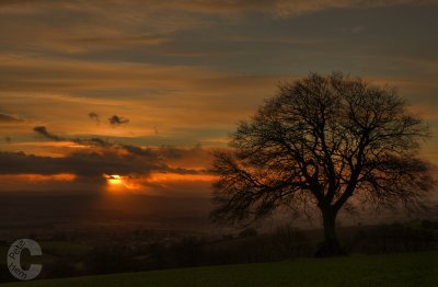 Sunset over distant Dartmoor