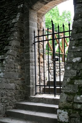 A sideways look through an old church gate