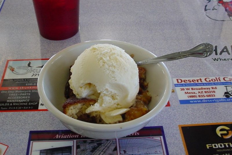 Warm cobbler with GIANT ice cream.