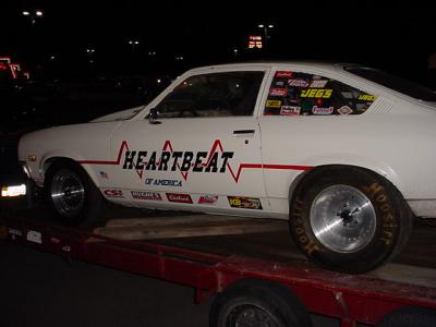 Heartbeat of Americadrag race car on trailer