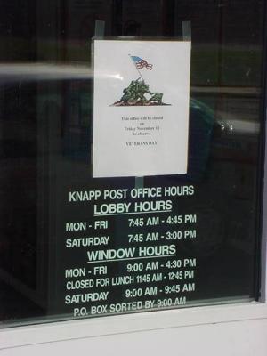 Knapp post office hours