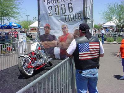 custom chopper and flag