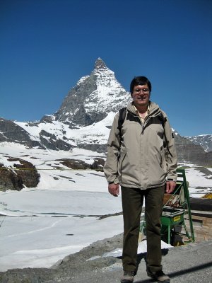 At the Trockener Steg at 2939 mts (9642 ft). a.s.l. With the Matterhorn in the background