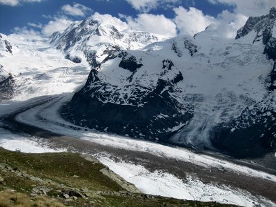 Zermatt. Hiking in Rotenboden. Gorner glacier