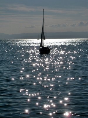 Montreux. Sunset in Lac Lman