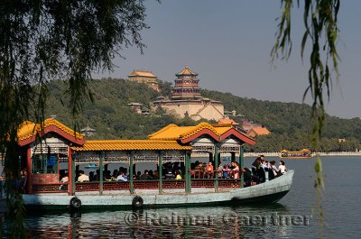 Dragon Ferry Boat and Buddhist Fragrance Pavilion at Summer Palace Beijing