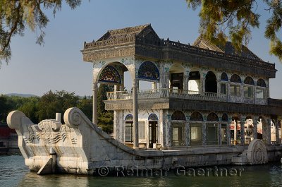 Clear and Peaceful or Marble boat on Kunming Lake at Summer Palace Beijing