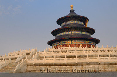 Three level marble base of Hall of Prayer for Good Harvests at Temple of Heaven Park in Beijing