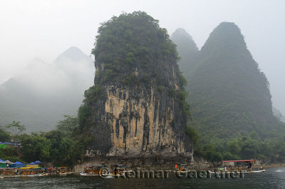 Karst limestone peaks on the Li river at Xingping China