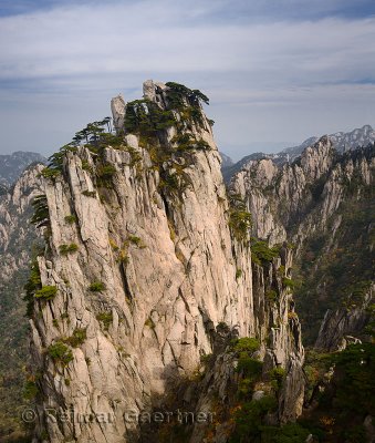Granite bands at Beginning to Believe Peak with Stalagmite Gang at Yellow Mountain Huangshan China