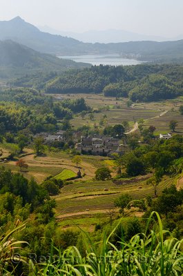 Xieli village near Hongcun and the Qishu Lake Reservoir in Anhui Province China