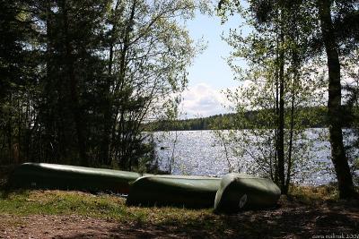 Resting canoes on Kalasaari Island near Jyvaskyla