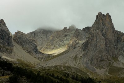 peaks eaten by the fog