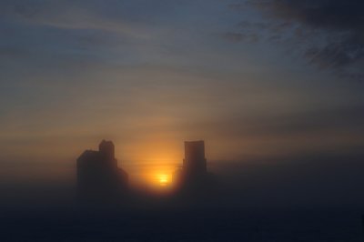 Spring Foggy Elevator Sunrise At Lang SK.