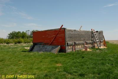 Old Elevator remains at Netherhill SK used for grain storage on a farm May 2006