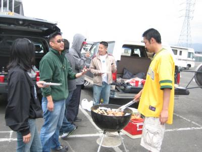 frank made these awesome shrimp + pineapple skewers