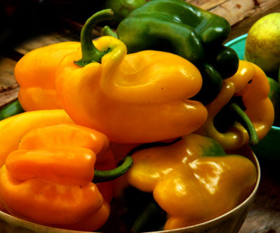 Peppers for sale in outdoor market; Catania, Sicily.