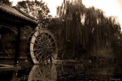 JINAN.The water wheels on the Canal.