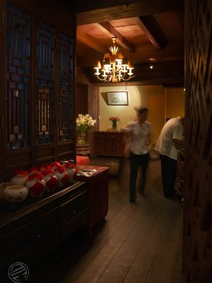 Into a  restaurant of Bohan Lake