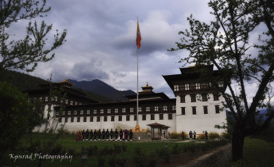Flag Ceremony at Trashi cho Dzong - Thimphu