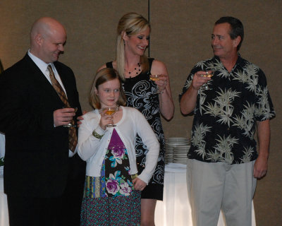 Jenny's dad proposes a toast to the happy couple