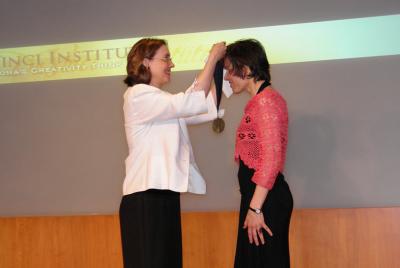 Audrey receiving the DaVinci Insititute Fellow Award