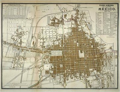 Plano de la Ciudad de Mexico 1875.