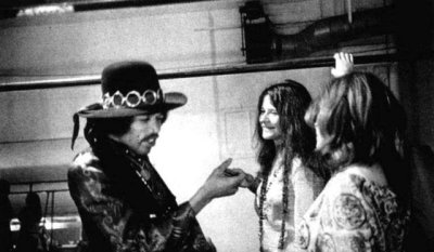 Jimi Hendrix greets Janis Joplin in San Francisco