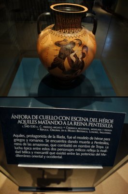 Escena del héroe Aquiles matando a la Reina Penteisilea