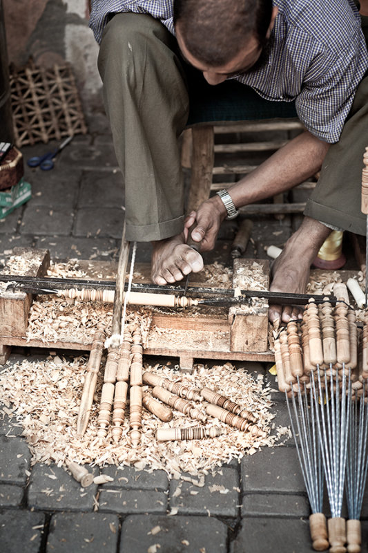 Wood turning by foot