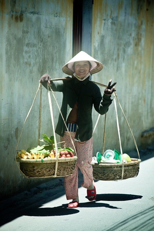 Smiling street vendor