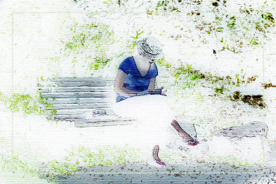 Lady Reading in the Garden Version 3