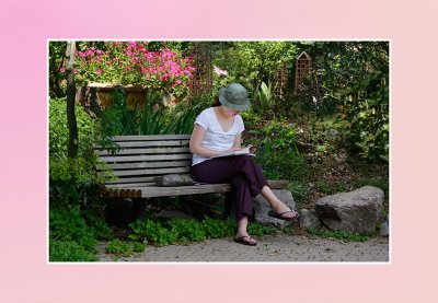 Lady Reading in the Garden Version 1