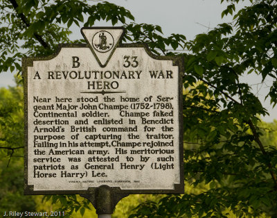 Historic Marker, Champe's Ford Road