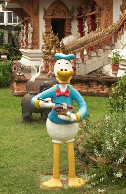 Donald Duck?  In Front of a Wat?  Eating Noodles? What Next?