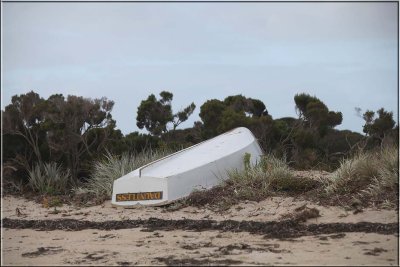 Upturned boat