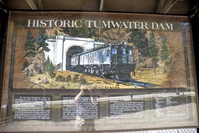 Tumwater dam info sign.