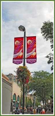 Banners decorate the uptown area.