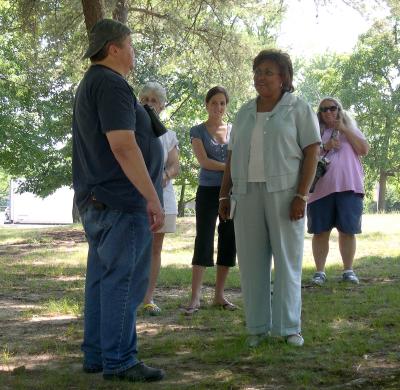 News team from WUSA9 visits the park. Phillis Armstrong talks to birders.