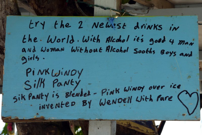 New drink sign - Great Harbour, Jost Van Dyke