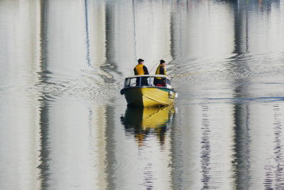 Fishing in the Reflection of the Collingwood Grain Elevators