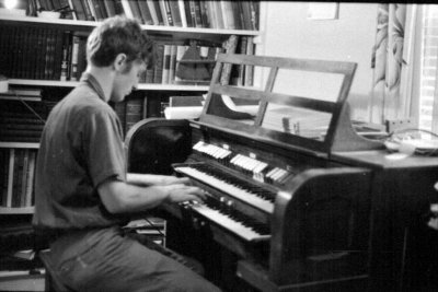 Blair Batty playing organ installed in house one weekend while parents were away...