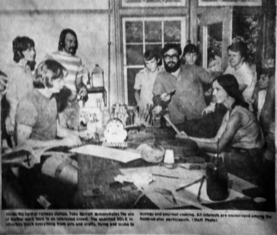 Toby Barrett teaching leather techniques at SOLE - summer of 1971