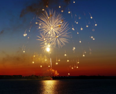 Fireworks & Sunset over Collingwood Harbour