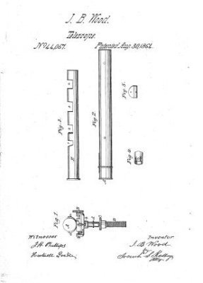 J.B. Wood Patent for Telescope Drawing